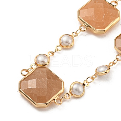 Faceted Square Glass Beads Bib Necklaces NJEW-R263-09G-1