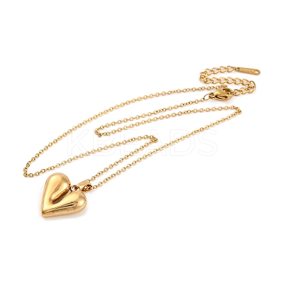 304 Stainless Steel Heart Pendant Necklaces for Women LS-EJEW-Z044-01G-1