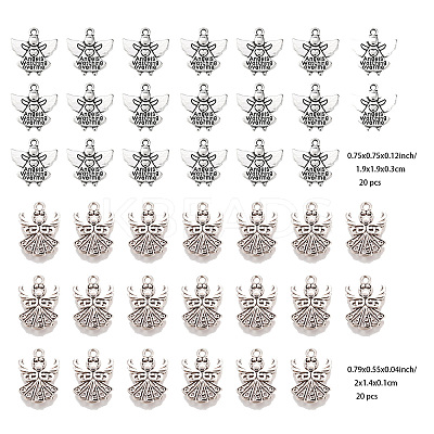 40Pcs 2 Styles Tibetan Style Alloy Pendants TIBEP-FP0001-05-1
