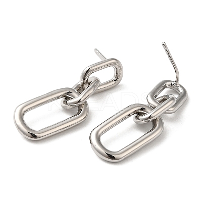 Rack Plating Brass Hollow Oval Dangle Stud Earrings for Women EJEW-Z019-13P-1