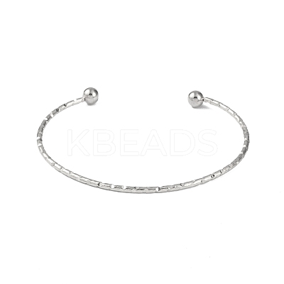 Non-Tarnish 304 Stainless Steel Textured Open Cuff Bangles for Women BJEW-S155-03P-1
