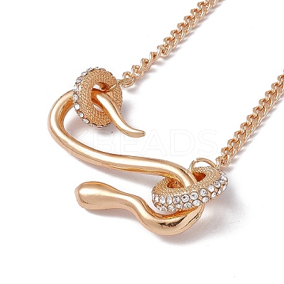Crystal Rhinestone Snake Pendant Necklace with Alloy Curb Chains for Women LS-NJEW-I118-02KCG-1