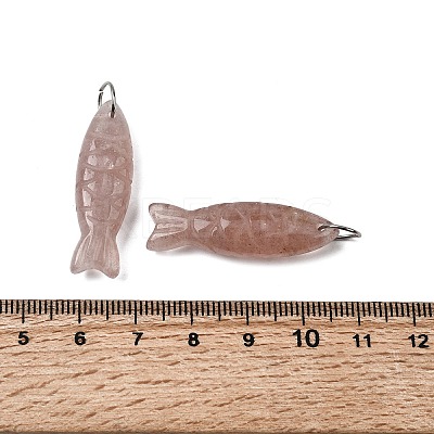 Natural Strawberry Quartz Carved Pendants G-G314-01P-01-1
