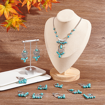 24Pcs 6 Styles Teardrop Dyed Synthetic Turquoise Pendants Set G-AR0004-98-1