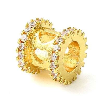 Rack Plating Brass Micro Pave Clear Cubic Zirconia European Beads KK-G501-07G-1