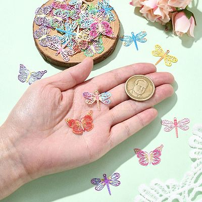40Pcs 10 Styles Spray Painted 430 Stainless Steel Filigree Pendants STAS-CJ0002-53-1