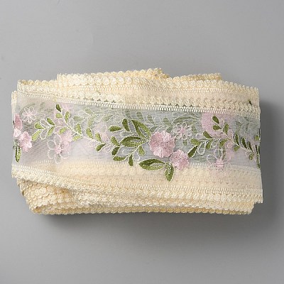 30 Yards Polyester Embroidery Flower Lace Ribbons DIY-WH0430-317-1