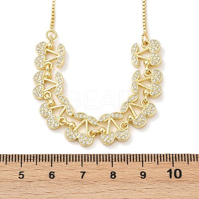 Brass Micro Pave Clear Cubic Zirconia Fruit Bib Necklaces NJEW-F342-01B-G-1