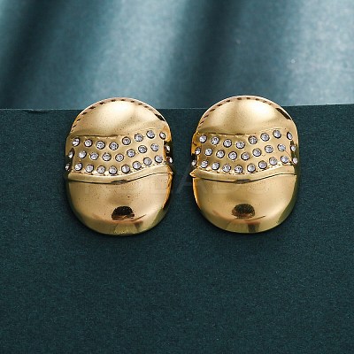 304 Stainless Steel Rhinestone Stud Earrings for Women EJEW-L296-018G-1