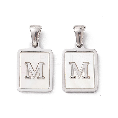 304 Stainless Steel Pave Shell Pendants STAS-G327-01P-M-1