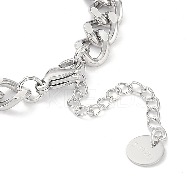 Non-Tarnish 304 Stainless Steel Cuban Link Chain Square Link Bracelets for Women BJEW-C071-06P-1