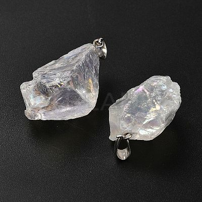 Electroplated Raw Natural Quartz Crystal Pendants G-Q481-20P-07-1