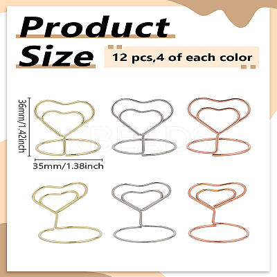 12Pcs 3 Colors Carbon Steel Place Card Holders AJEW-LP0010-25-1