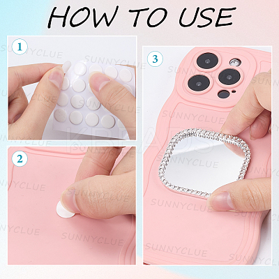 2Pcs Alloy Rhinestones & Glass Makeup Mirror for Phone Cases Phone AJEW-SC0003-75E-1