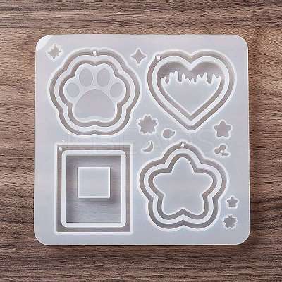 DIY PawPrint & Heart & Star & Rectangle Shaped Pendant Food-grade Silicone Molds LS-SIMO-D001-05-1