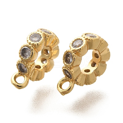 Flat Round Rack Plating Brass Micro Pave Cubic Zirconia Tube Bails KK-H508-08G-1