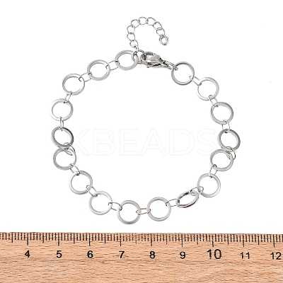304 Stainless Steel Ring Link Chain Bracelets BJEW-P373-02B-P-1