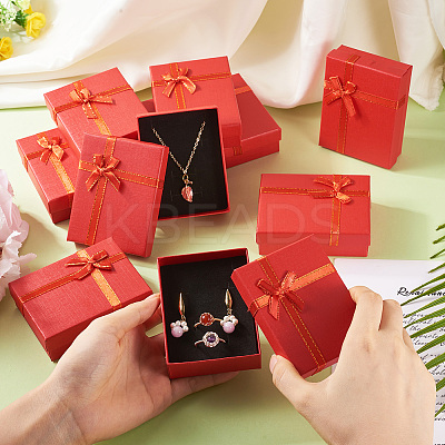 Rectangle Paper Jewelry Set Storage Boxes with Bowknot X1-CON-TAC0014-04D-1