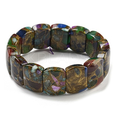 Synthetic Rectangle Gold Clinquant Stone Stretch Bracekets G-P549-01B-1