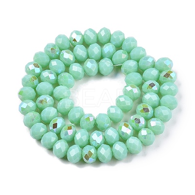 Electroplate Opaque Solid Color Glass Beads Strands EGLA-A044-P8mm-L14-1