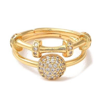 Adjustable Brass Micro Pave Cubic Zirconia Rings for Women RJEW-G325-03G-C-1