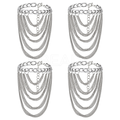 4Pcs Alloy Multi-Layered Chain Tassel High Heel Decor Anklets for Women AJEW-PH0007-78P-1