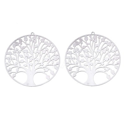 Non-Tarnish 201 Stainless Steel Filigree Pendants X-STAS-R102-37P-1