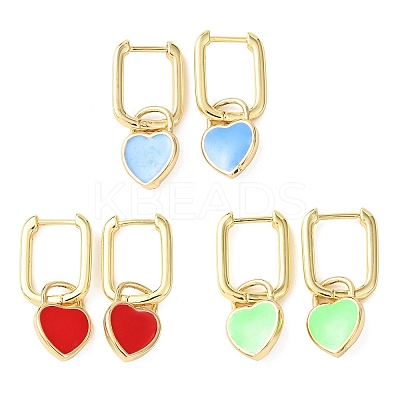 Brass Heart Hoop Earrings EJEW-C174-04G-1