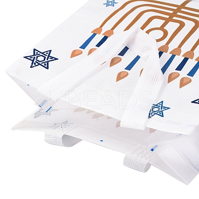 Hanukkah Theme Non-Woven Reusable Folding Gift Bags with Handle ABAG-NH0001-01E-1