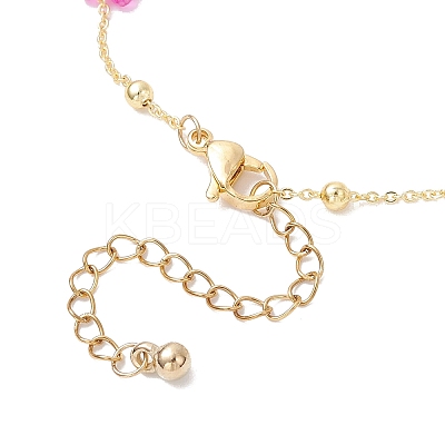 Brass Glass Flower Link Bracelets for Women BJEW-JB12383-1
