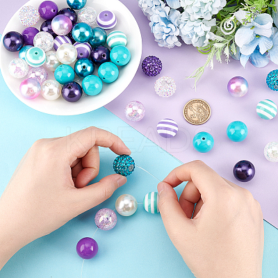 1 Set 5 Styles Resin Round Beads Set RESI-PH0001-98A-1