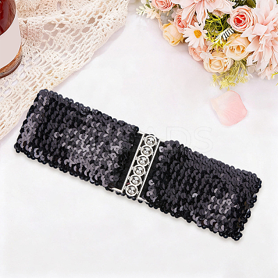 Sparkle Sequins Wide Elastic Dress Belts AJEW-WH20128-026P-01-1