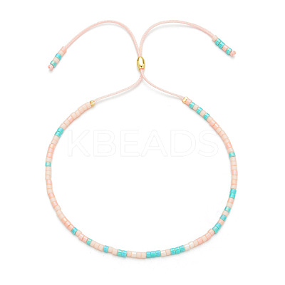 Adjustable Glass Seed Bead Slider Bracelets for Women VT9382-60-1