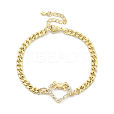 Brass Micro Pave Clear Cubic Zirconia Link Bracelets BJEW-Z082-03G-02-1
