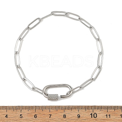 304 Stainless Steel Paperclip Chains Bracelets with Screw Carabiner Lock for Women BJEW-JB14206-1