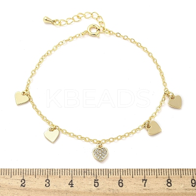 Brass Micro Pave Clear Cubic Zirconia Charm Bracelets for Women BJEW-C083-07G-1