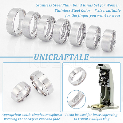 21Pcs 7 Size 201 Stainless Steel Plain Band Rings Set for Women RJEW-UN0002-80-1
