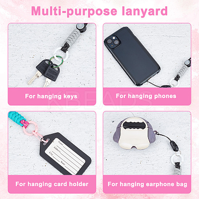 2 Sets 2 Colors Polyester Card Holder Lanyard AJEW-HY0001-41-1