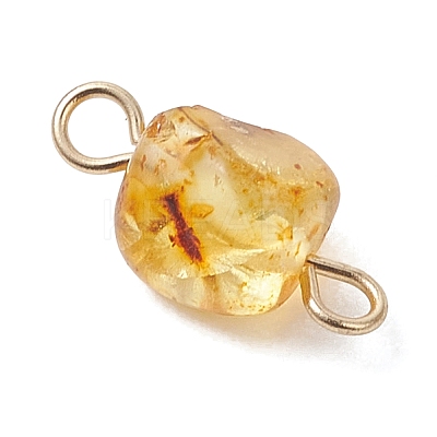 Natural Amber Connector Charms PALLOY-JF05158-1