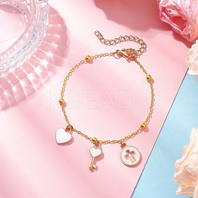 Brass Flat Oval Cable Chain Bracelets BJEW-JB11602-01-1