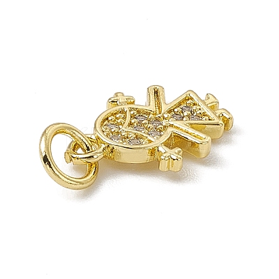 Brass Micro Pave Cubic Zirconia Charms ZIRC-F132-20G-1