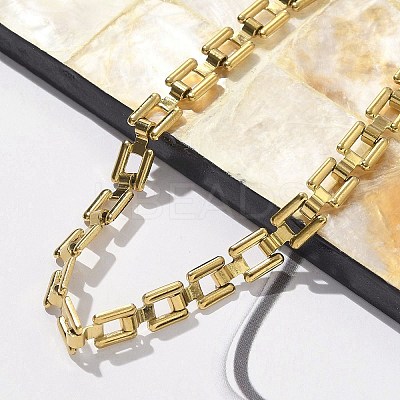304 Stainless Steel Square Link Chain Bracelets for Women BJEW-F488-21G-02-1
