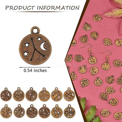 84 Pieces Zodiac Sign Charm Pendants 12 Constellation Charm Pendant Alloy Charm for Jewelry Necklace Earring Making Crafts JX557C-1