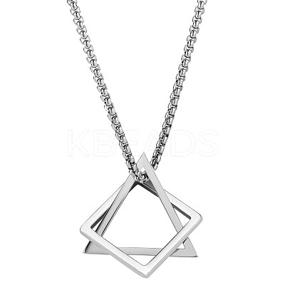 304 Stainless Steel Triangle & Rhombus Pendant Necklace with Box Chains JN1045C-1