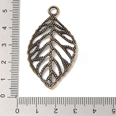 Tibetan Style Alloy Filigree Leaf Pendants TIBEP-Q040-023AB-NR-1