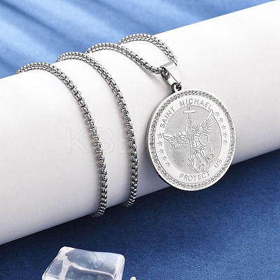 201 Stainless Steel Rhinestone Pendant Necklaces for Women LS-NJEW-U021-02P-1