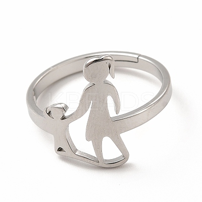 Non-Tarnish 304 Stainless Steel Mother and Daughter Adjustable Ring for Mother's Day RJEW-B027-09P-1