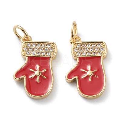 Christmas Style Brass Micro Pave Clear Grade AAA Cubic Zirconia Pendants ZIRC-Z008-01G-1