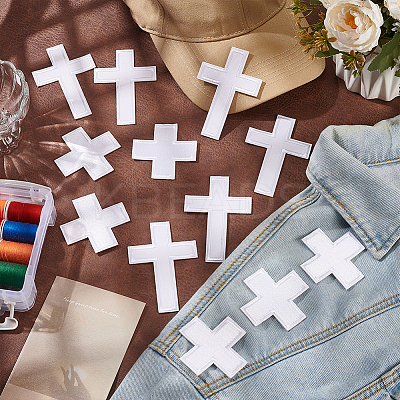 12Pcs 2 Styles Cross Polyester Embroidery Sew on Appliques PATC-FG0002-08-1