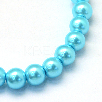 Baking Paint Pearlized Glass Pearl Round Bead Strands X-HY-Q330-8mm-48-1